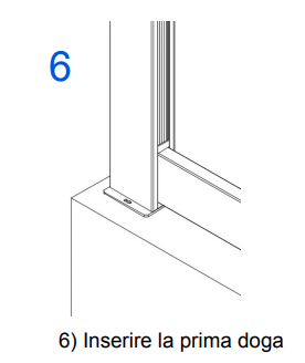 Step 6 del montaggio recinzione modulare: inserire la prima doga